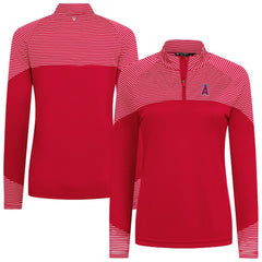 Los Angeles Angels Levelwear Women's Classic Stripes Insignia 2.0 Raglan Quarter-Zip Top Red