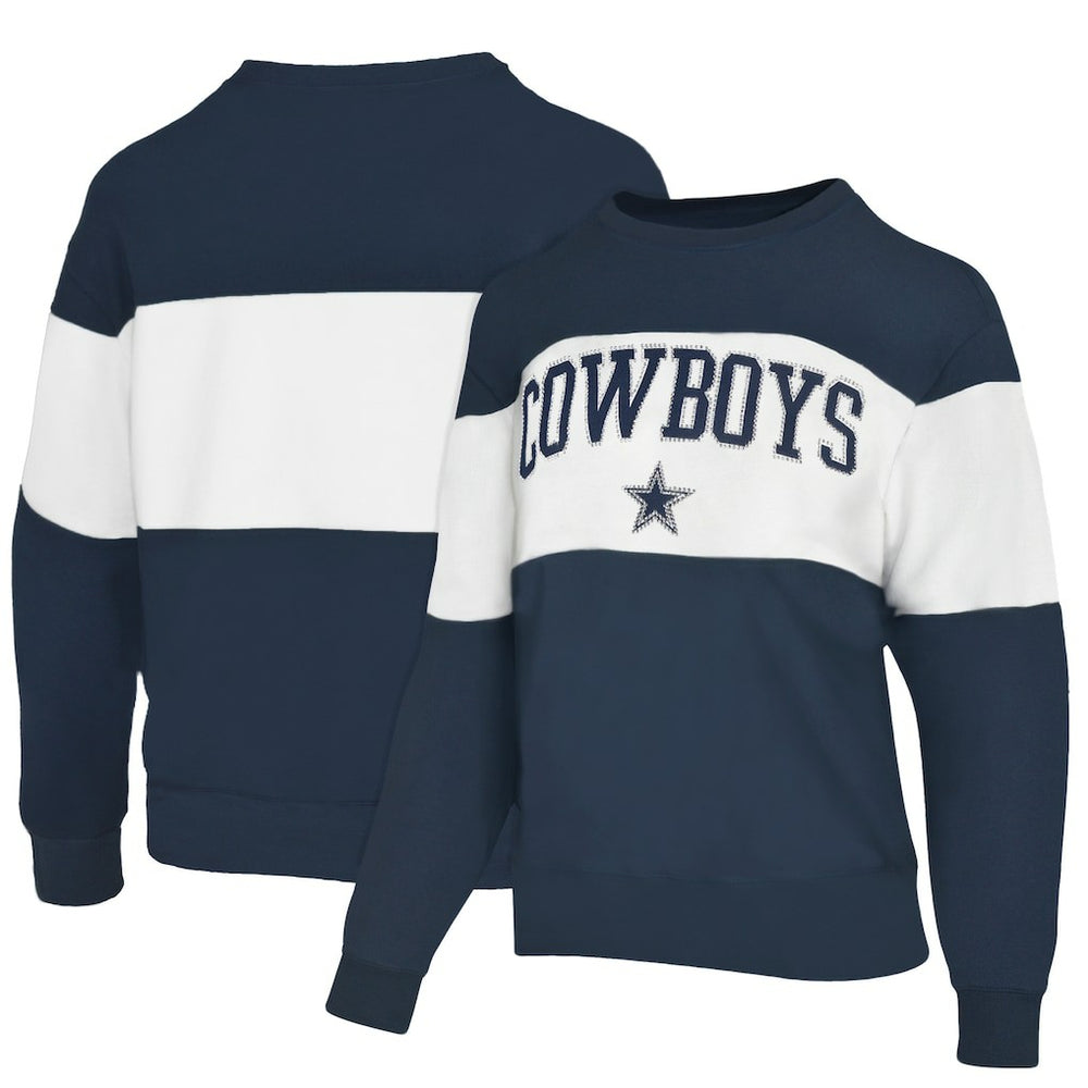 Dallas Cowboys Lauren James Women's Bling Colorblock Terry Sweatshirt - Navy cheap