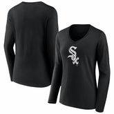 Chicago White Sox Women's Logo Long Sleeve V-Neck T-Shirt Black
