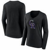 Colorado Rockies Women's Logo Long Sleeve V-Neck T-Shirt Black
