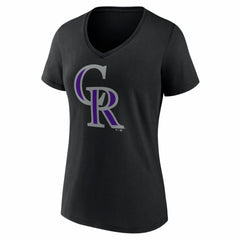 Colorado Rockies Women's Logo V-Neck T-Shirt Black