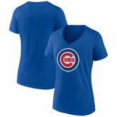 Chicago Cubs Women's Logo V-Neck T-Shirt Royal