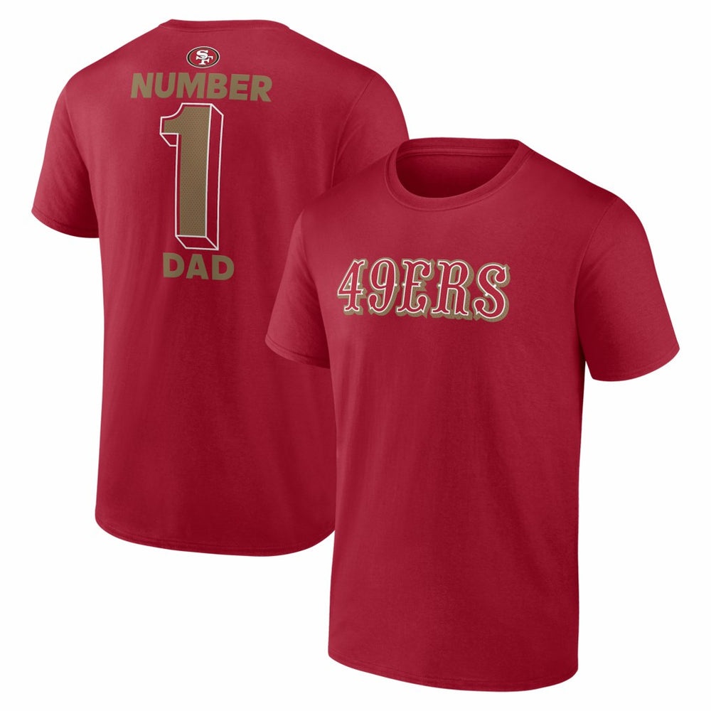 San Francisco 49ers #1 Dad Jersey T-Shirt - Scarlet cheap