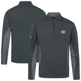 Cincinnati Reds Levelwear Waffle Insignia 2.0 Quarter-Zip Pullover Heather Black