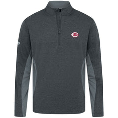 Cincinnati Reds Levelwear Waffle Insignia 2.0 Quarter-Zip Pullover Heather Black