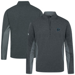 Miami Marlins Levelwear Waffle Insignia 2.0 Quarter-Zip Pullover Heather Black