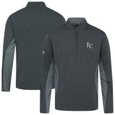 Kansas City Royals Levelwear Waffle Insignia 2.0 Quarter-Zip Pullover Heather Black