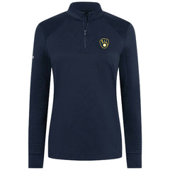 Milwaukee Brewers Levelwear Women's Power Insignia 2.0 Quarter-Zip Pullover Top Navy
