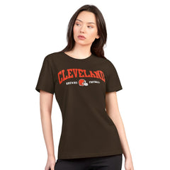 Cleveland Browns G-III 4Her by Carl Banks Women's Super-Slim Lightweight Winning Crew T-Shirt - Brown on sale