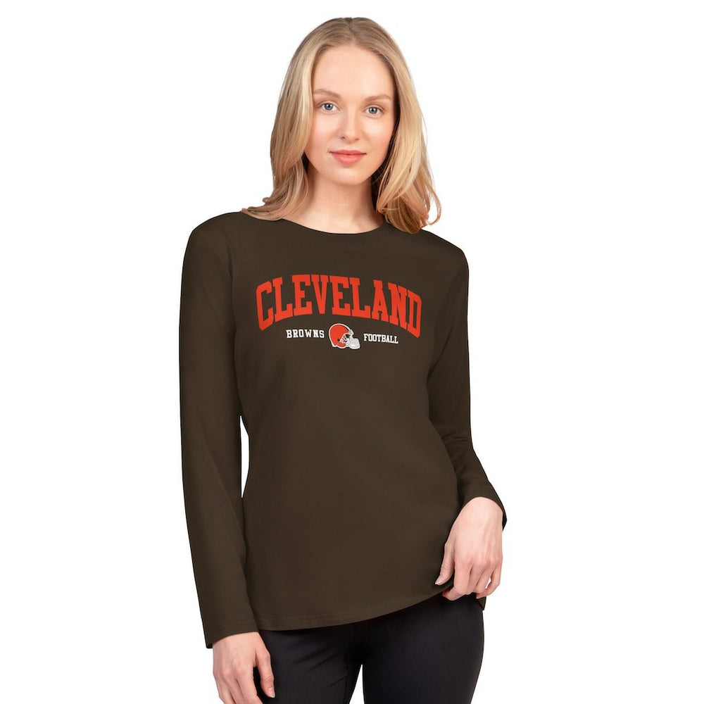 Cleveland Browns G-III 4Her by Carl Banks Women's Best Play Long Sleeve T-Shirt - Brown on sale
