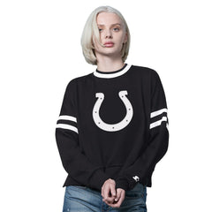 Indianapolis Colts Starter Women's Rally Drop Shoulder Cropped Sweatshirt - Black discount