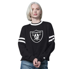 Las Vegas Raiders Starter Women's Rally Drop Shoulder Cropped Sweatshirt - Black on sale