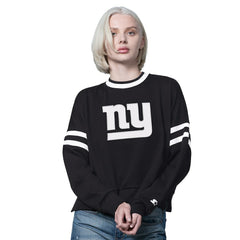 New York Giants Starter Women's Rally Drop Shoulder Cropped Sweatshirt - Black on sale