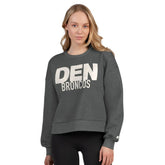 Denver Broncos Starter Women's Show Up Cropped Fleece Pullover Sweatshirt - Heather Gray online