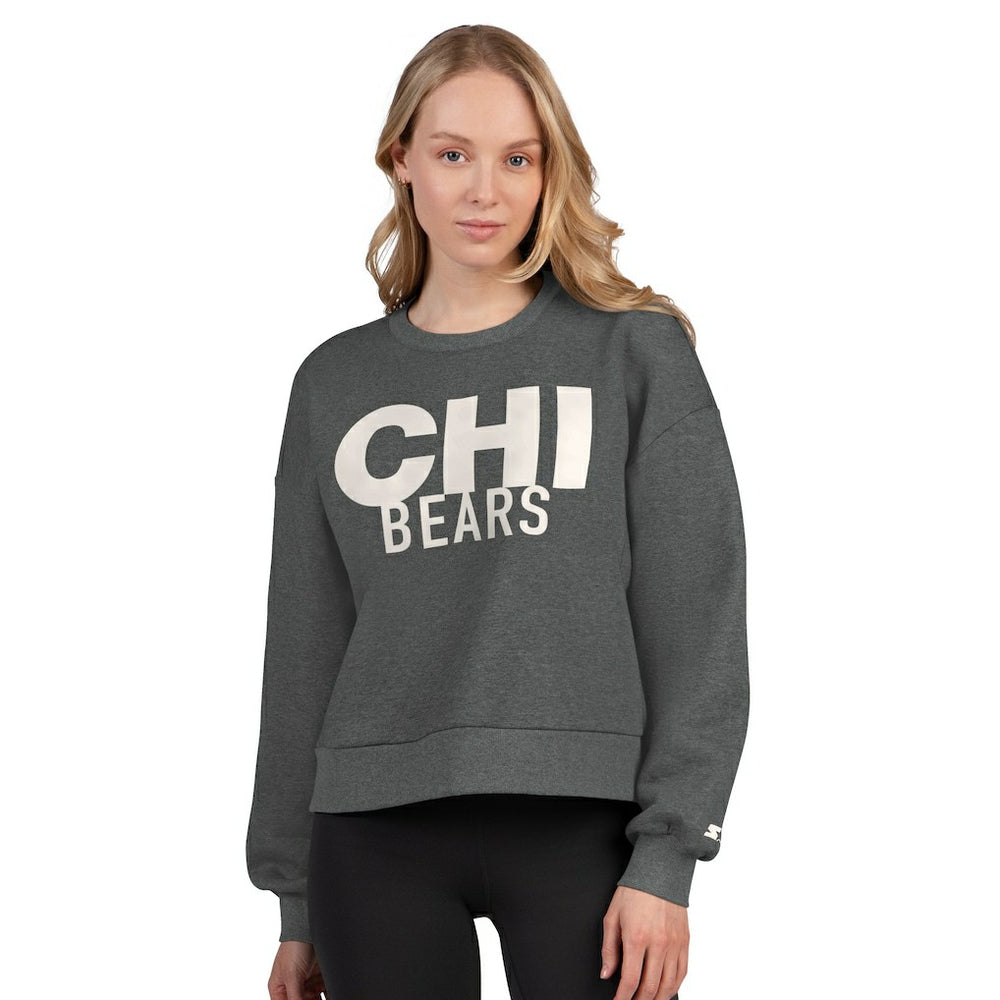 Chicago Bears Starter Women's Show Up Cropped Fleece Pullover Sweatshirt - Heather Gray on sale