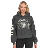 San Francisco 49ers Starter Women's Star Player Cropped Fleece Pullover Hoodie - Heather Charcoal on sale