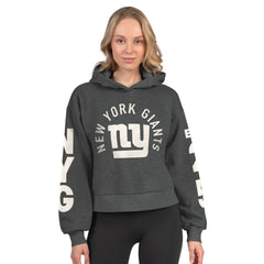 New York Giants Starter Women's Star Player Cropped Fleece Pullover Hoodie - Heather Charcoal discount