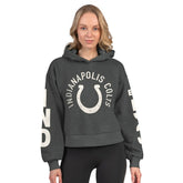 Indianapolis Colts Starter Women's Star Player Cropped Fleece Pullover Hoodie - Heather Charcoal sale