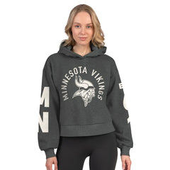 Minnesota Vikings Starter Women's Star Player Cropped Fleece Pullover Hoodie - Heather Charcoal outlet