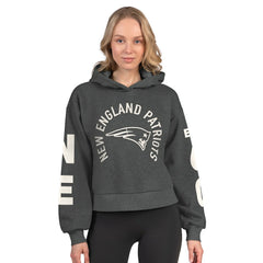 New England Patriots Starter Women's Star Player Cropped Fleece Pullover Hoodie - Heather Charcoal online