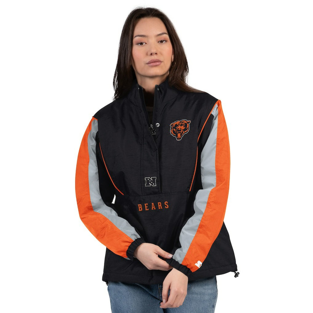 Chicago Bears Starter Women's Thursday Night Gridiron Half-Zip Jacket - Black/Orange for sale