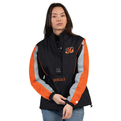 Cincinnati Bengals Starter Women's Thursday Night Gridiron Half-Zip Jacket - Black/Orange on sale