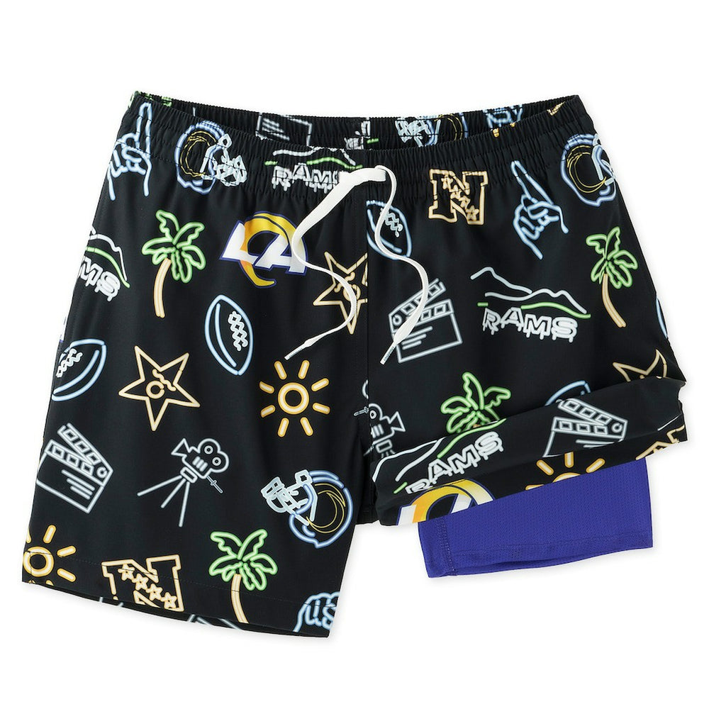 Los Angeles Rams Chubbies The Neon 5.5" Classic Lined Swim Trunks - Black cheap