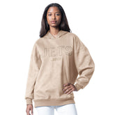 New York Jets G-III 4Her by Carl Banks Women's Best Hitter Oversized Tunic Pullover Hoodie - Cream for sale