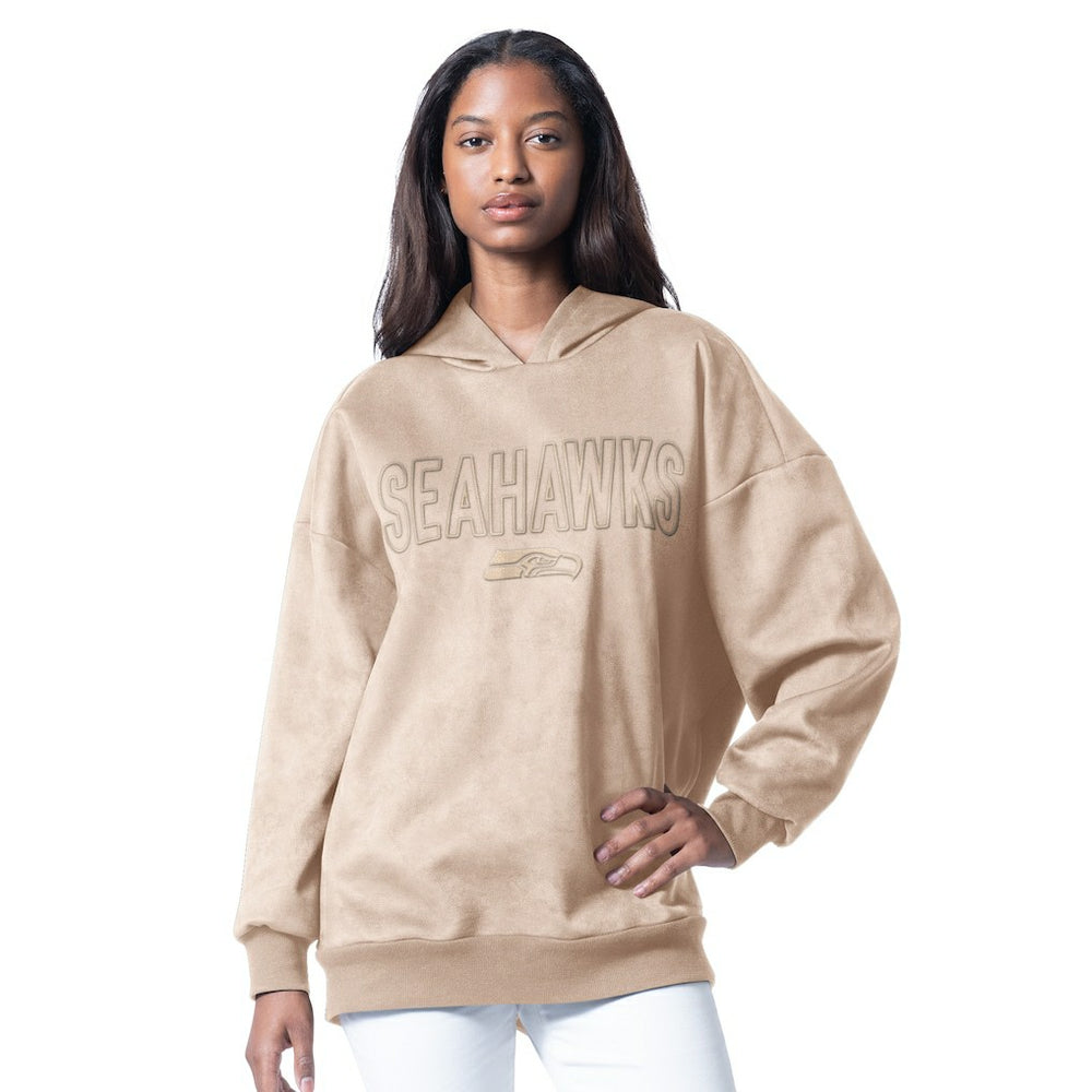 Seattle Seahawks G-III 4Her by Carl Banks Women's Best Hitter Oversized Tunic Pullover Hoodie - Cream for sale