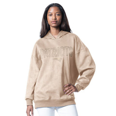 New England Patriots G-III 4Her by Carl Banks Women's Best Hitter Oversized Tunic Pullover Hoodie - Cream discount