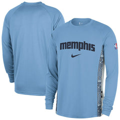 Memphis Grizzlies 2025/26 City Edition Authentic Pregame Dri-FIT Long Sleeve Shooting T-Shirt - Light Blue outlet