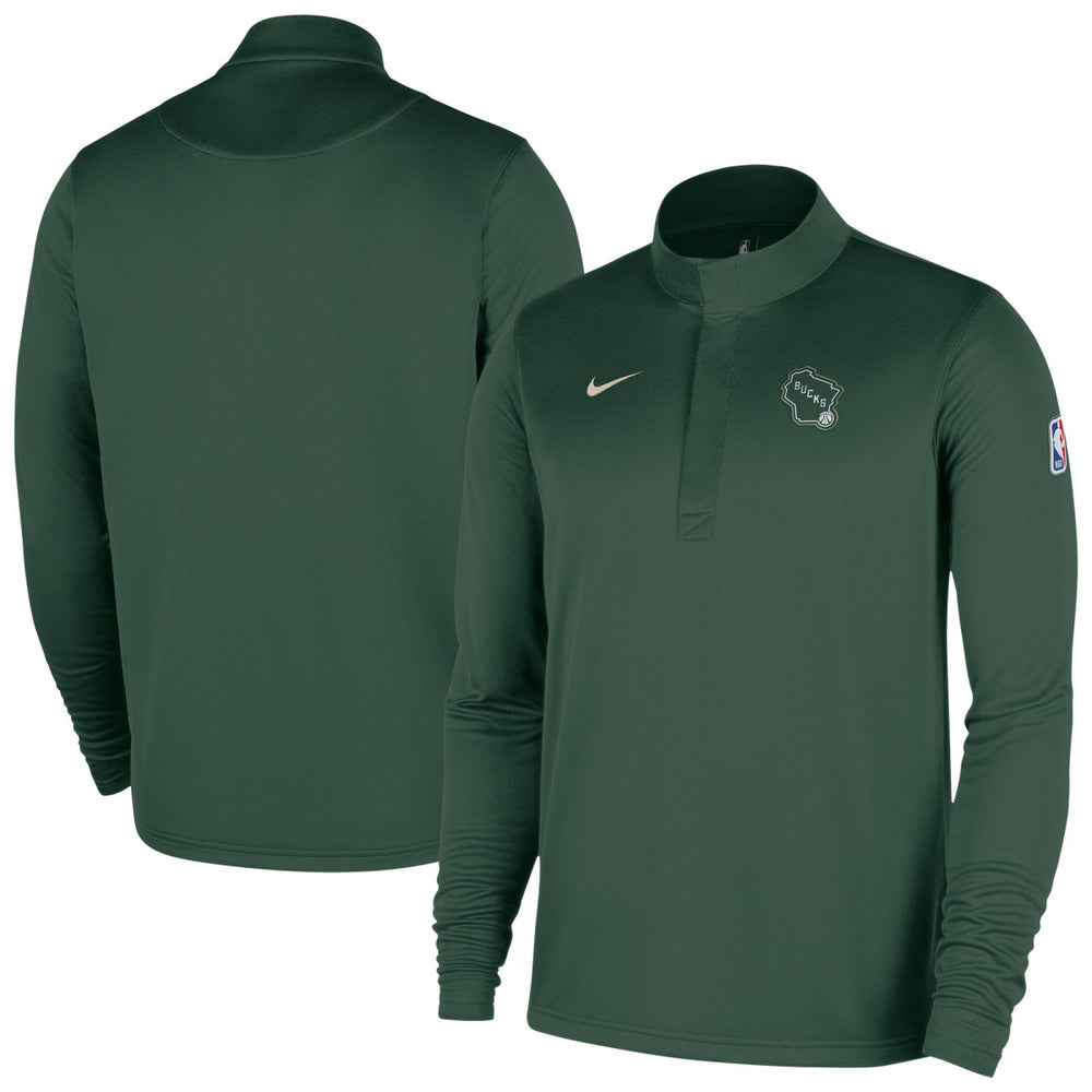 Milwaukee Bucks 2025/26 City Edition Remix Authentic Coaches Dri-FIT Half-Zip Top - Hunter Green discount