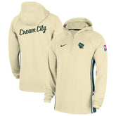 Milwaukee Bucks 2025/26 City Edition Remix Authentic On-Court Quarter-Zip Dri-FIT Hooded Jacket - White online
