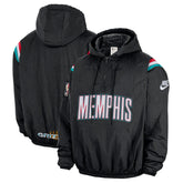 Memphis Grizzlies Hardwood Classics Therma-FIT Half-Zip Hooded Windbreaker - Black cheap