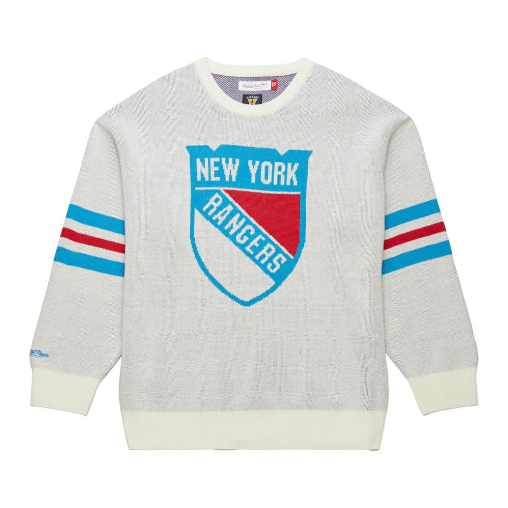 New York Rangers Mitchell & Ness Centennial Retro Logo Sweater - Cream