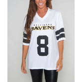 Lamar Jackson Baltimore Ravens Cuce Women's Crystal V-Neck Tunic - White discount