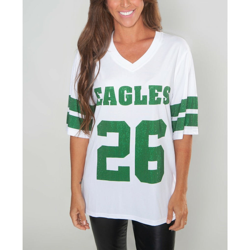 Saquon Barkley Philadelphia Eagles Cuce Women's Crystal V-Neck Tunic - White online