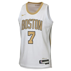 Jaylen Brown Boston Celtics Youth 2025/26 City Edition Swingman Jersey - White cheap