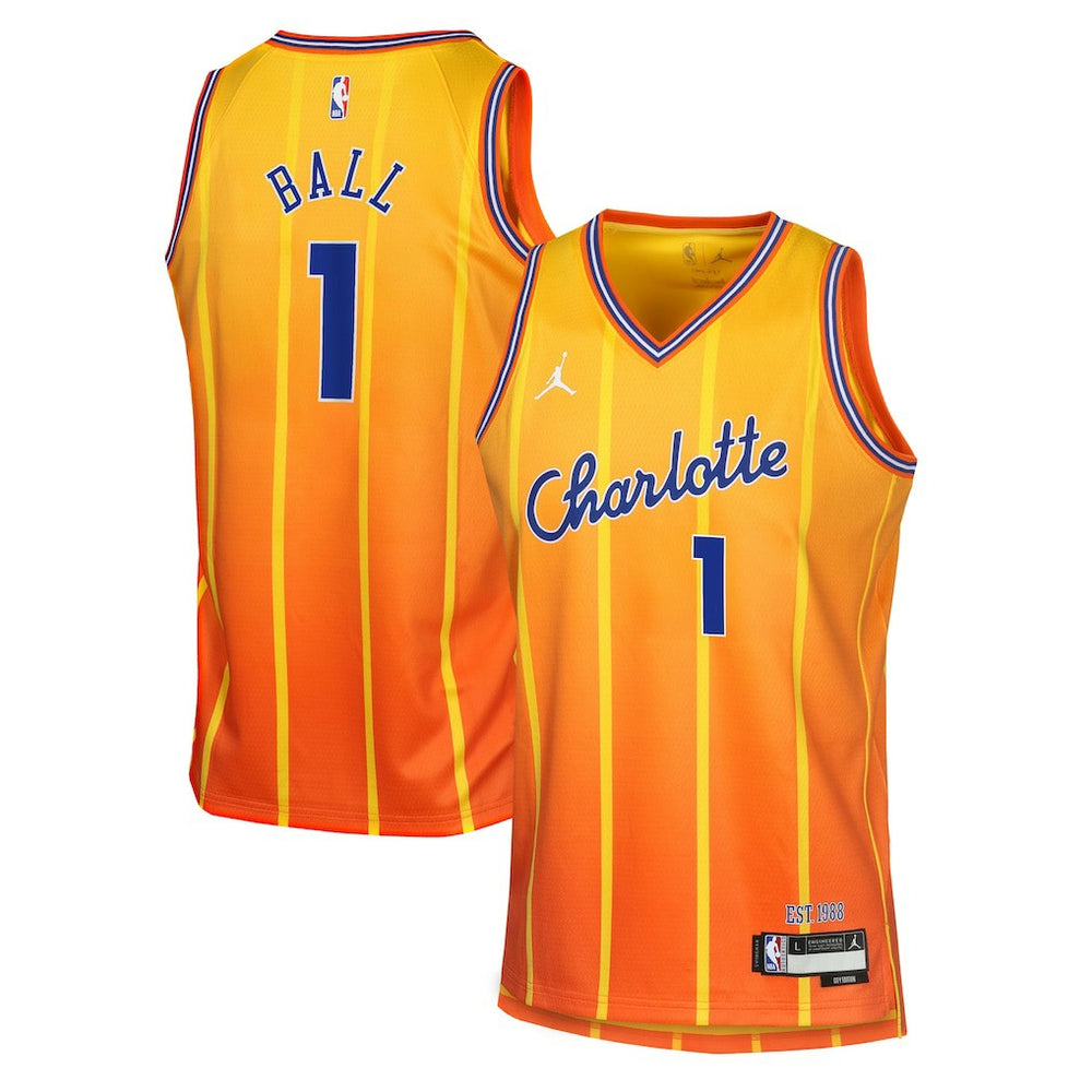 LaMelo Ball Charlotte Hornets Youth 2025/26 City Edition Swingman Jersey - Orange discount