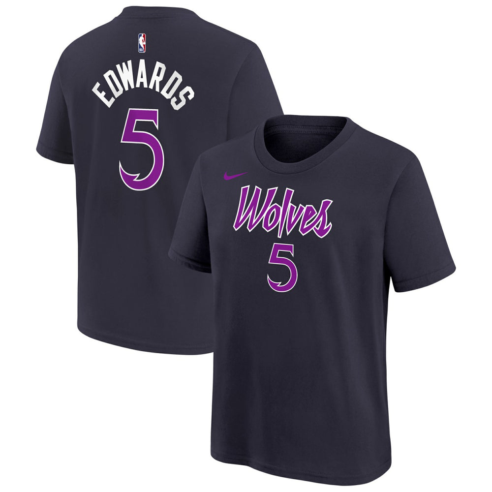Anthony Edwards Minnesota Timberwolves Youth 2025/26 City Edition Name & Number T-Shirt - Purple on sale