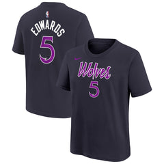 Anthony Edwards Minnesota Timberwolves Youth 2025/26 City Edition Name & Number T-Shirt - Purple on sale