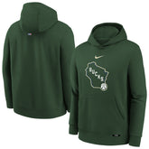 Milwaukee Bucks Youth 2025/26 City Edition Club Fleece Pullover Hoodie - Hunter Green on sale