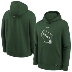 Milwaukee Bucks Youth 2025/26 City Edition Club Fleece Pullover Hoodie - Hunter Green on sale