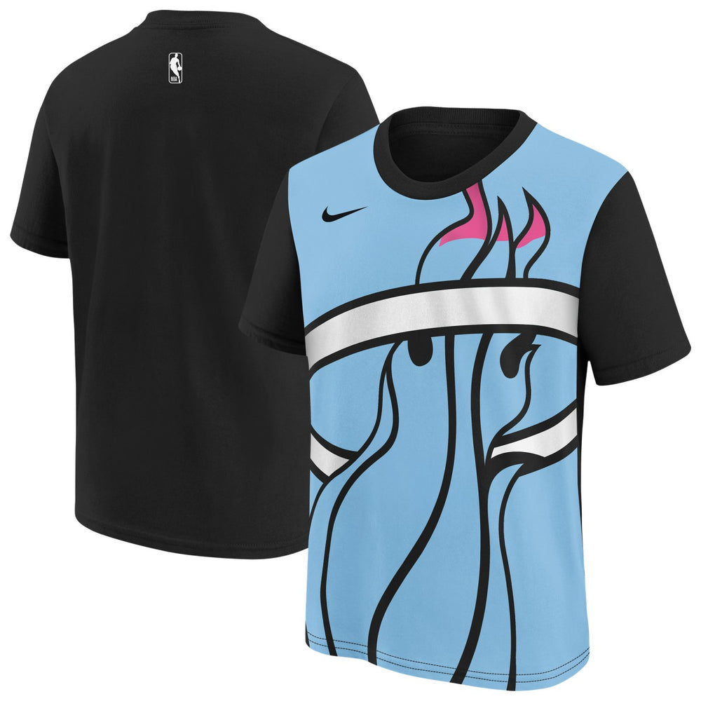 Miami Heat Youth 2025/26 City Edition Max90 T-Shirt - Light Blue/Black sale