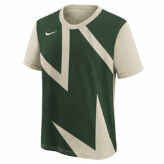Milwaukee Bucks Youth 2025/26 City Edition Max90 T-Shirt - Cream/Hunter Green on sale