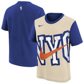 New York Knicks Youth 2025/26 City Edition Max90 T-Shirt - Light Beige/Blue discount