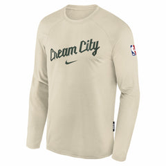Milwaukee Bucks Youth 2025/26 City Edition Dri-Fit Long Sleeve Game Top - White for sale