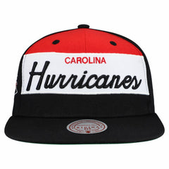 Carolina Hurricanes Mitchell & Ness Retro Script Colorblock Snapback Hat - Black Hats