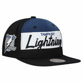 Tampa Bay Lightning Mitchell & Ness Retro Script Colorblock Snapback Hat - Black Hats