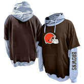 Cleveland Browns Big & Tall Twofer Pullover Hoodie - Brown/Heather Gray outlet